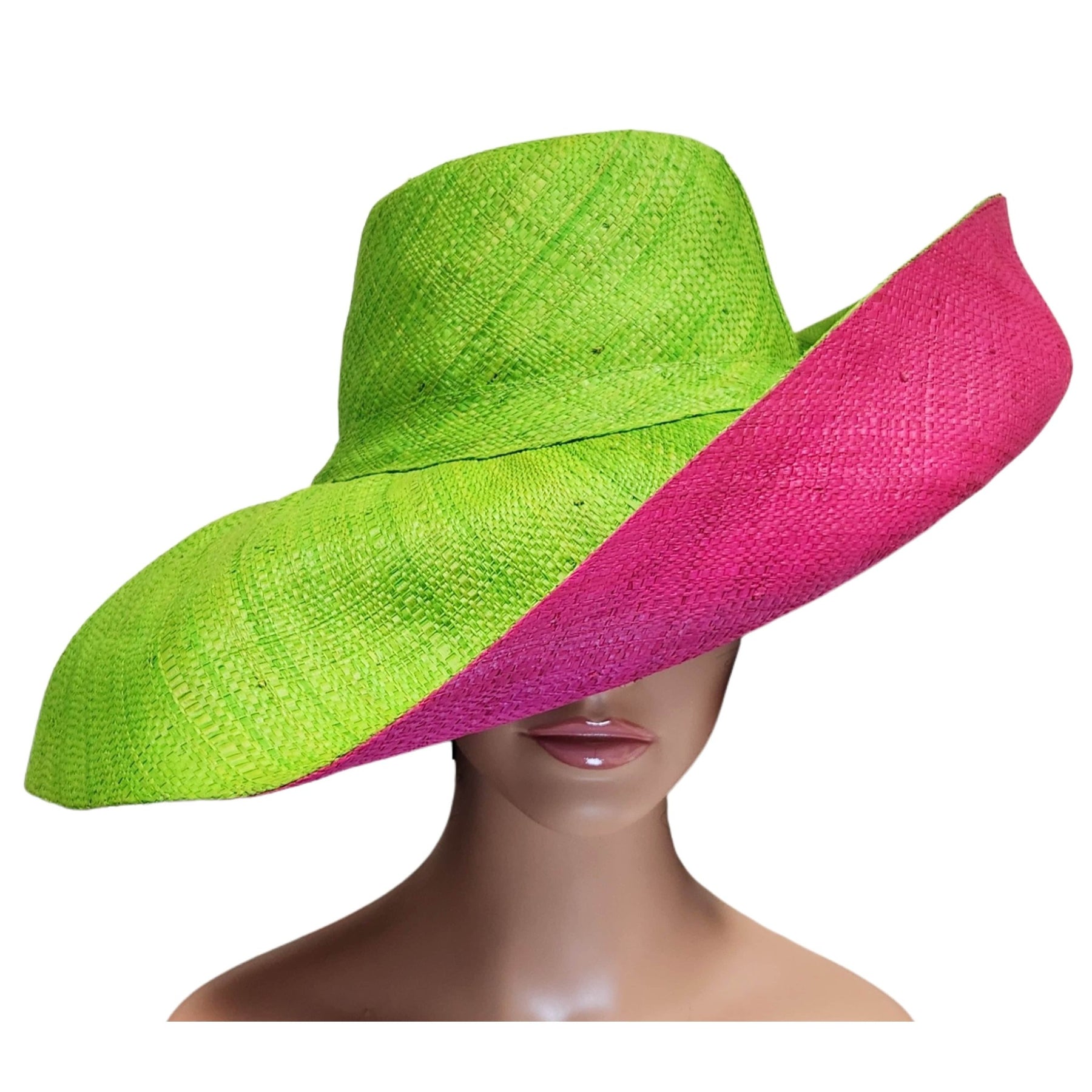3 of 4: Lerato: Authentic Madagascar Big Brim Raffia Sun Hat (Mannequin II)
