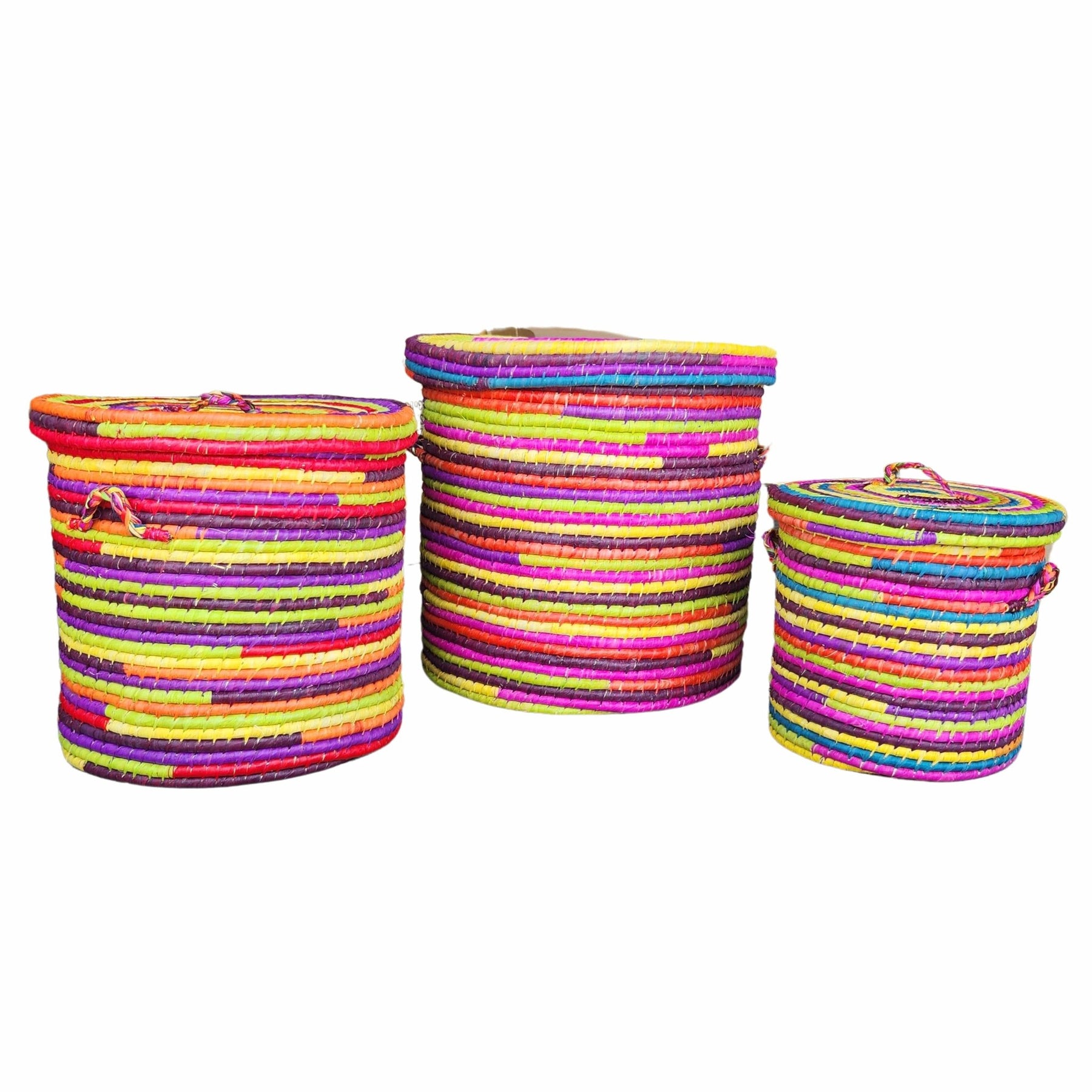 1 of 6: Avana: Hand Woven African Multi Colored Raffia Basket
