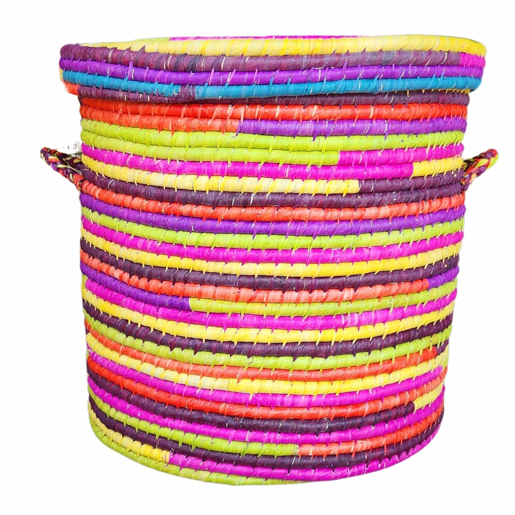 2 of 6: Avana: Hand Woven African Multi Colored Raffia Basket (Single)