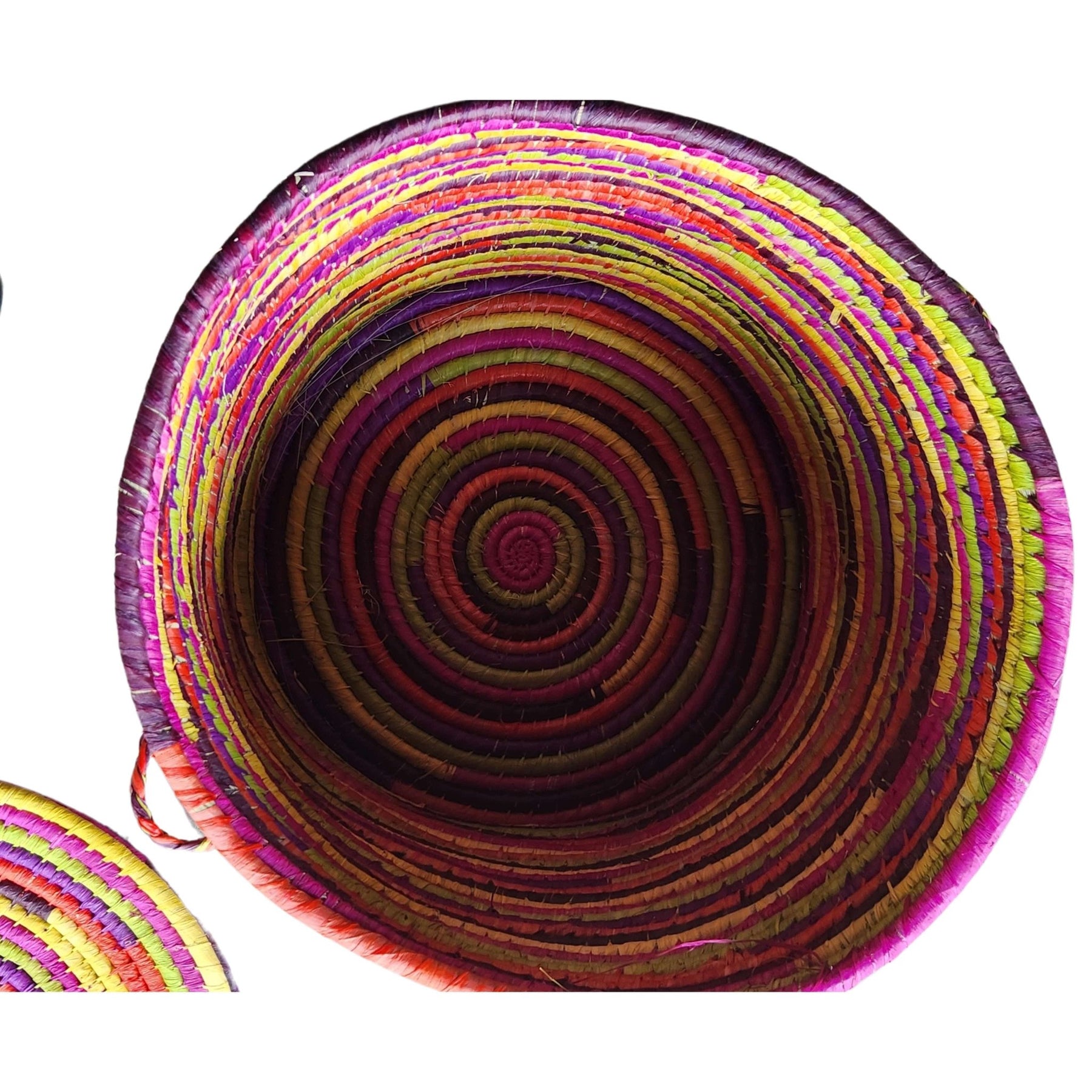 6 of 6: Avana: Hand Woven African Multi Colored Raffia Basket (Inside)