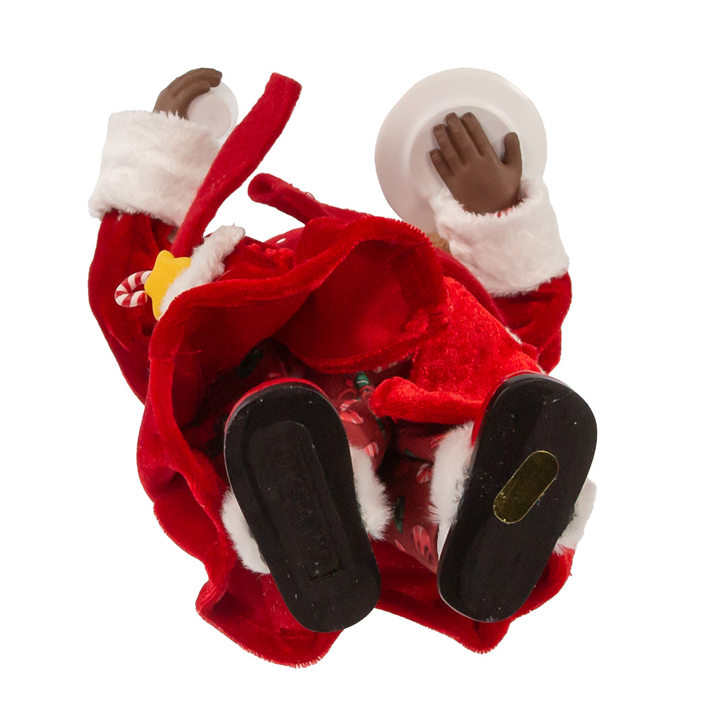 African American Santa Claus in Pajamas and Robe Figurine (Bottom)