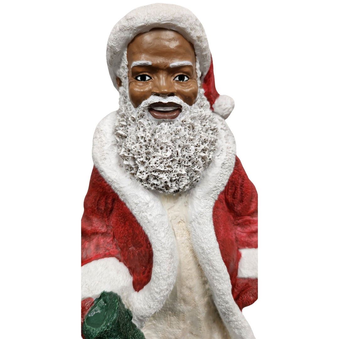 African American Santa Claus with Chimney Figurine (Detail)