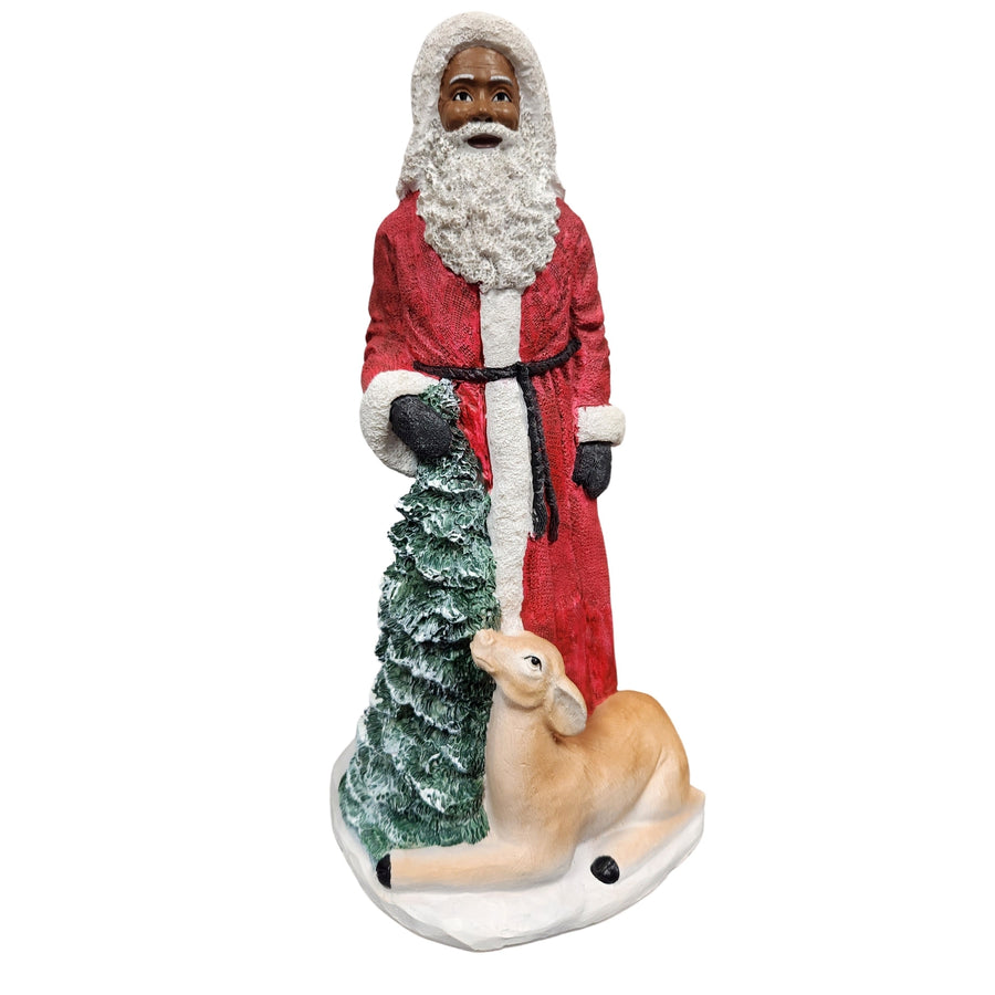 African American Santa Claus with Tree Figurine