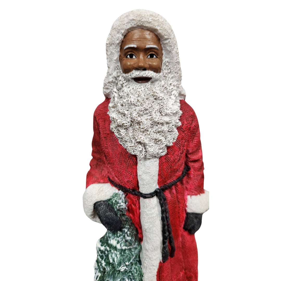 African American Santa Claus with Tree Figurine (Detail)