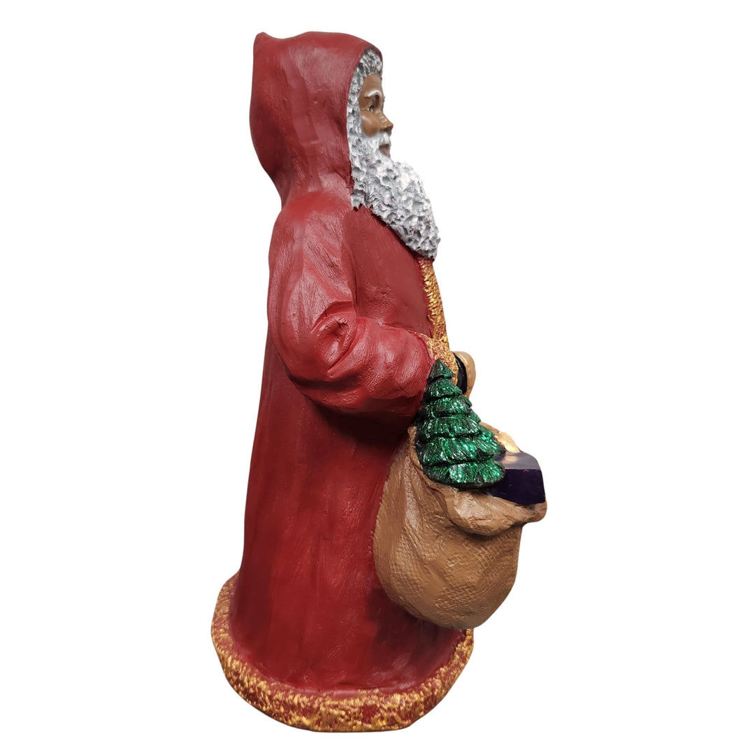 African American Santa Claus with Gift Sack Figurine (Side)