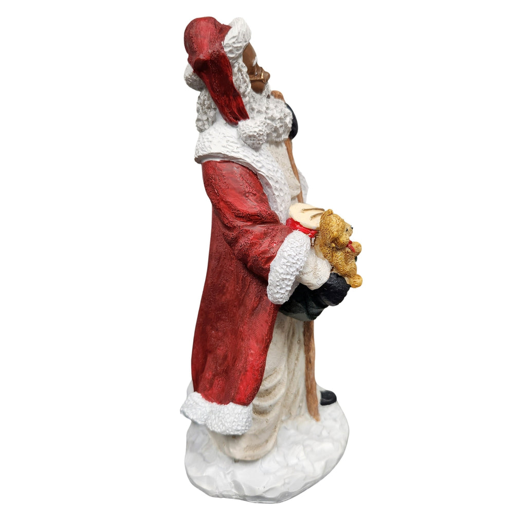 African American Santa Claus with Staff II Figurine (Side)