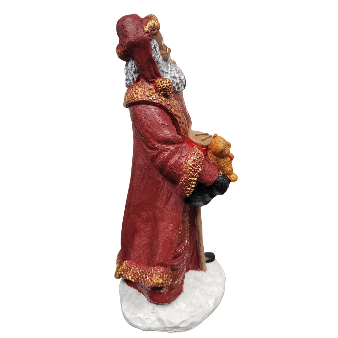 African American Santa Claus with Staff Figurine (Side)