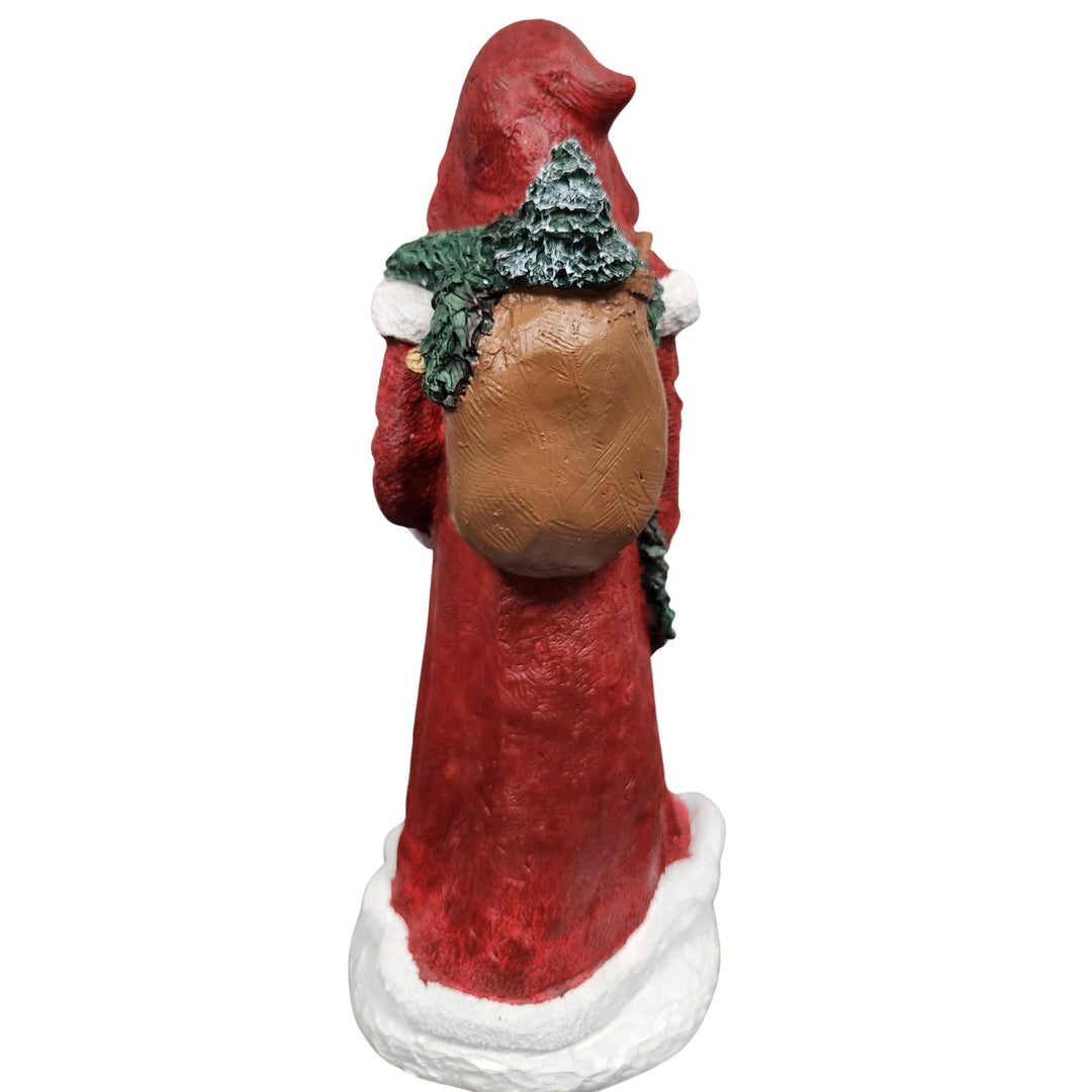 African American Santa Claus with Wreath and Garland Figurine (Back)