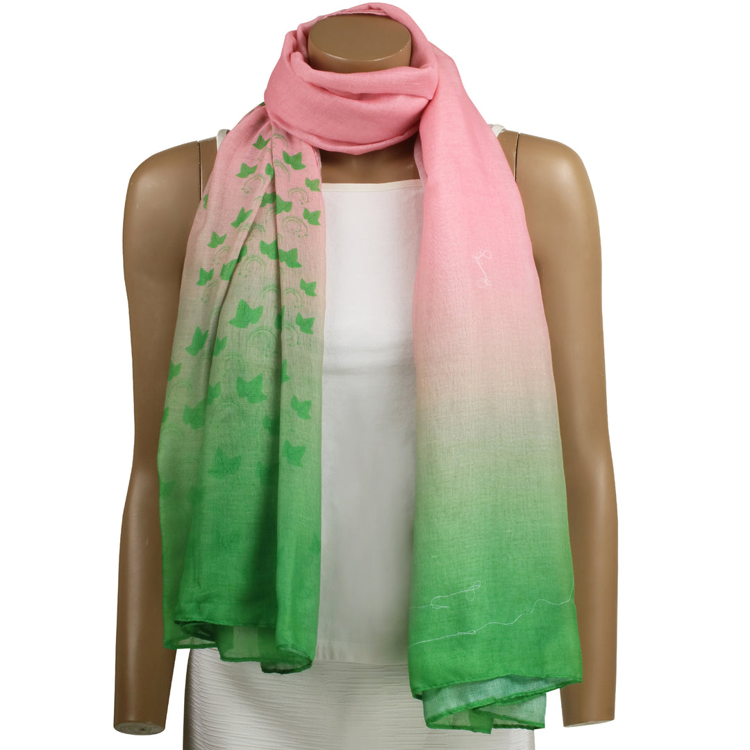Alpha Kappa Alpha Inspired Pink and Green Ombre Ivy Scarf