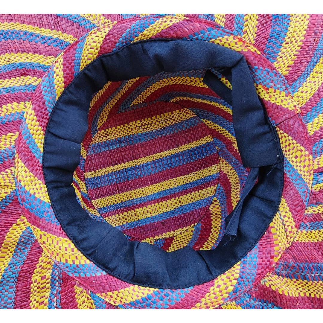 Alvita: Authentic Hand Woven Multicolor Madagascar Big Brim Raffia Sun Hat