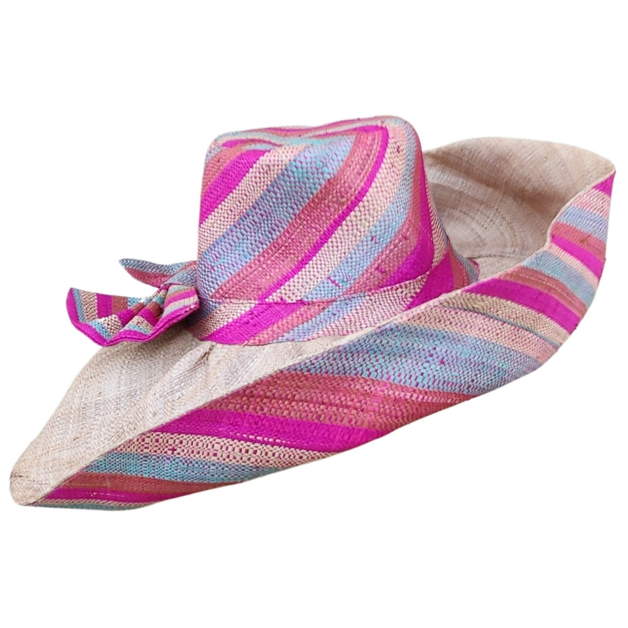 Amelia: Authentic Hand Woven Multicolor Madagascar Big Brim Raffia Sun Hat