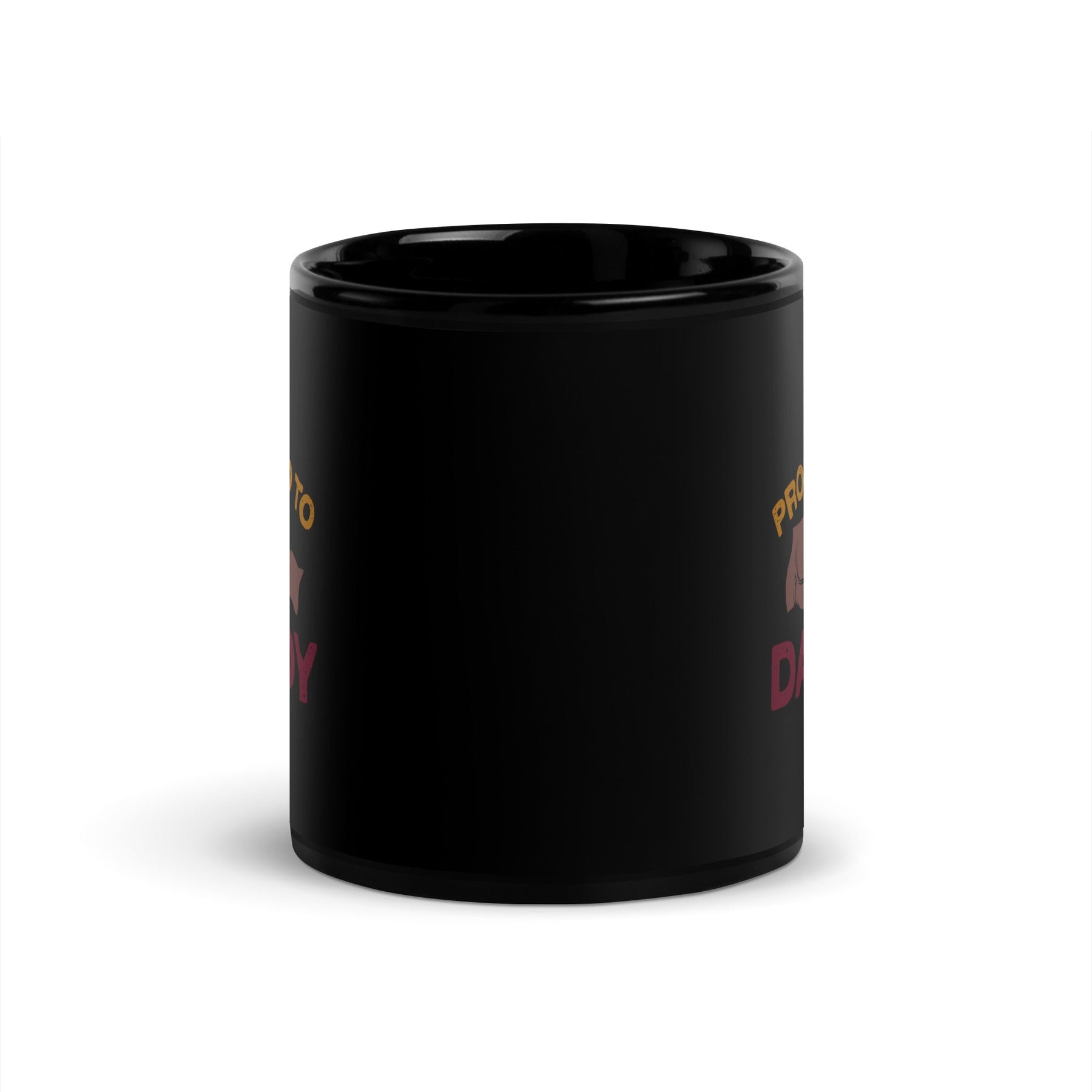 3 of 6: Promoted to Daddy Black Ceramic Glossy Coffee/Tea Mug (11 Ounces, Front View)