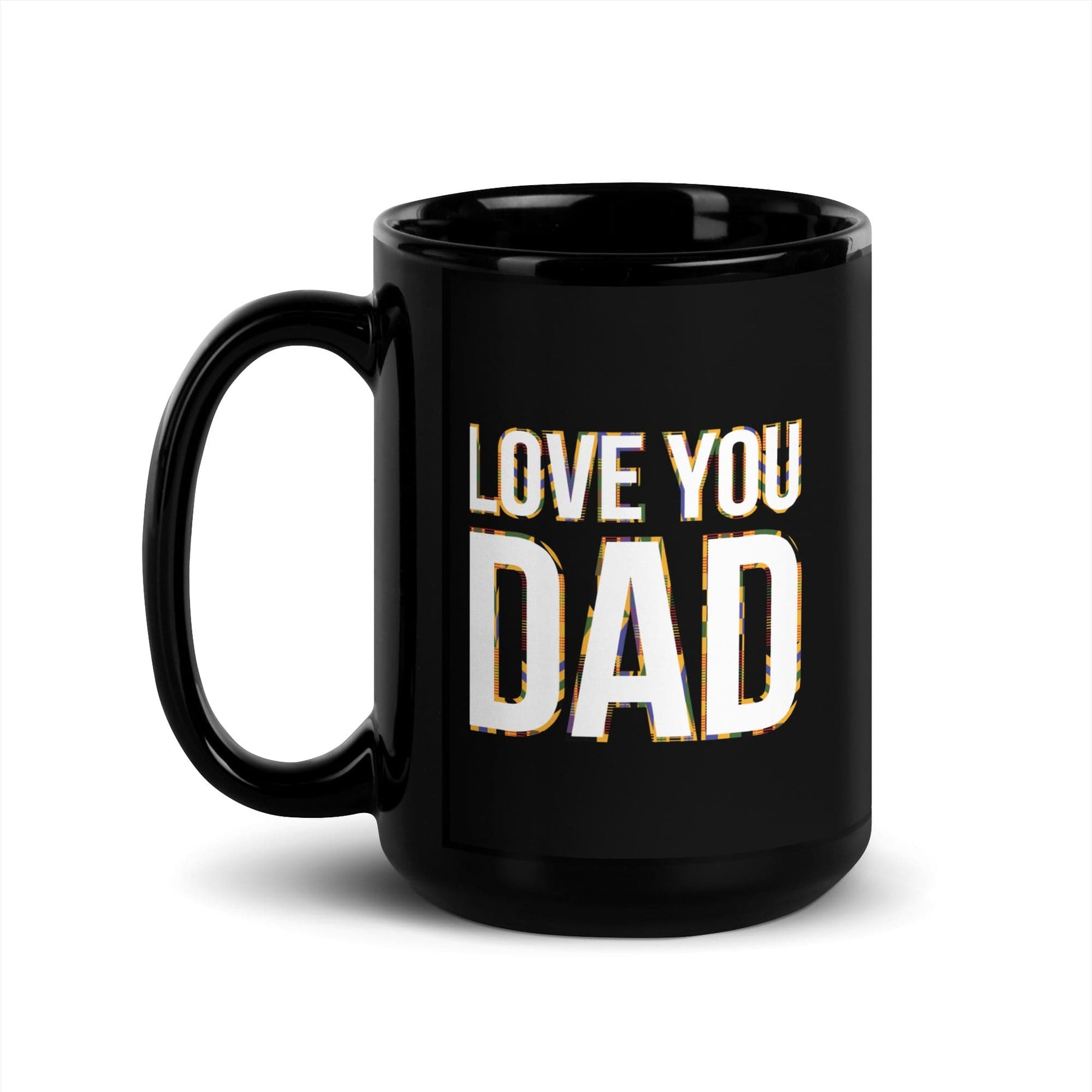 3 of 4: Love You Dad Glossy Ceramic Coffee/Tea Mug II (15 Ounce, Black, Left Handle)