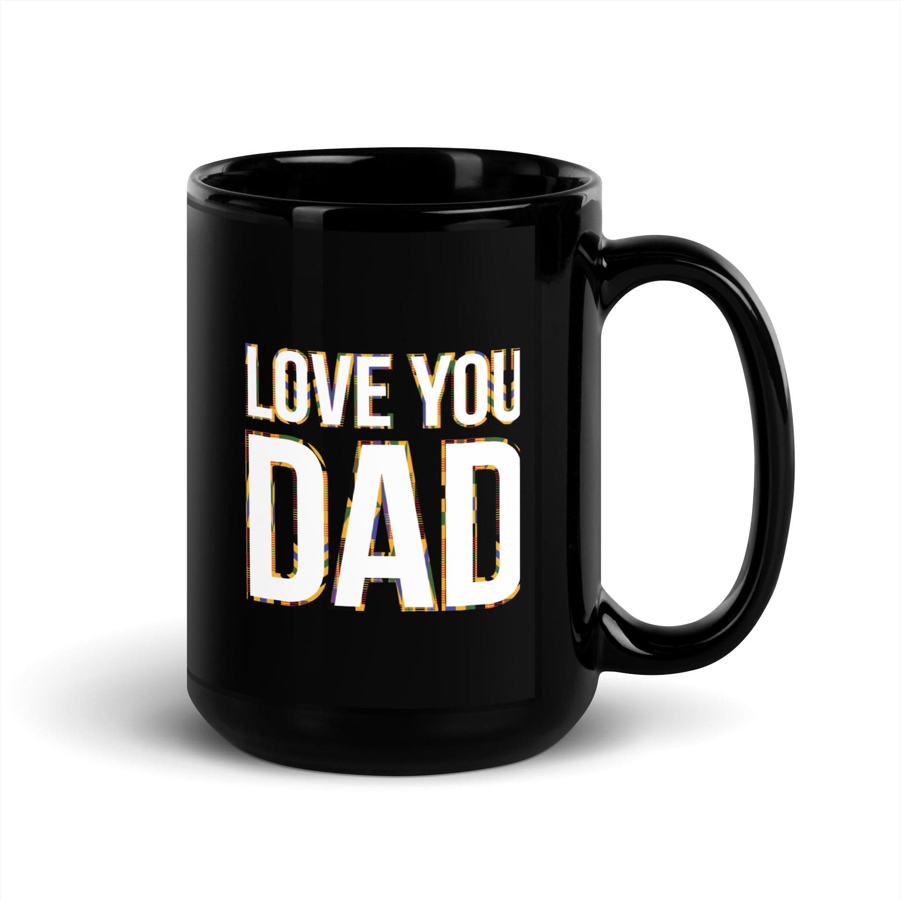 4 of 4: Love You Dad Glossy Ceramic Coffee/Tea Mug II (15 Ounce, Black, Right Handle)
