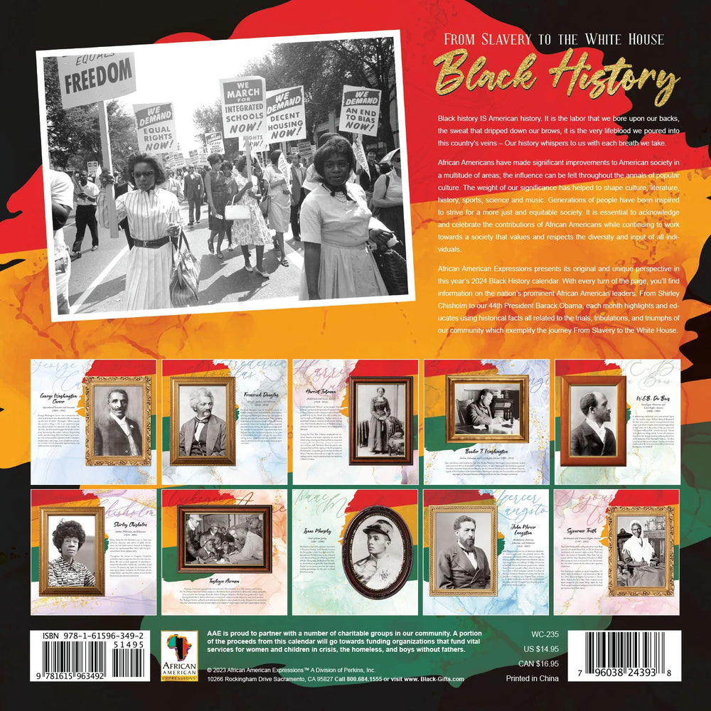 From Slavery to the White House: 2024 Black History Wall Calendar (Back)