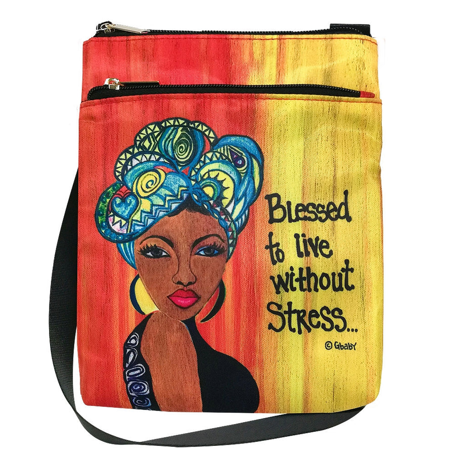 Blessed to live without Stress: African American Travel Purse by Gbaby