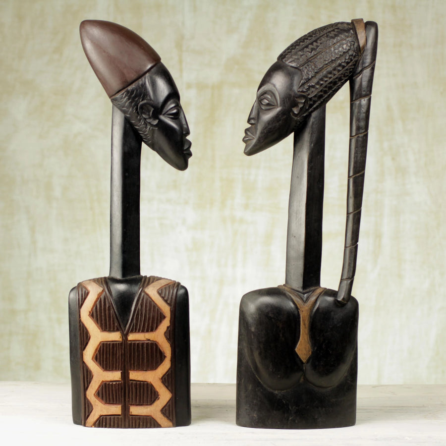 Bride and Groom: Authentic Hand Made African Sculpture by Eric Darko