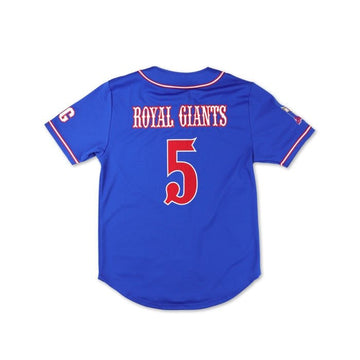 Brooklyn Royal Giants Negro League Baseball Jersey (Back) - Blue sports jersey with 'Royal Giants' and number '5' on a white background