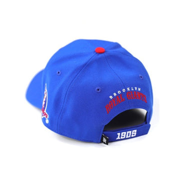 Brooklyn Royal Giants Legacy Baseball Cap (Back) - Blue baseball cap with 'Brooklyn Royal Giants 1905' text on a white background