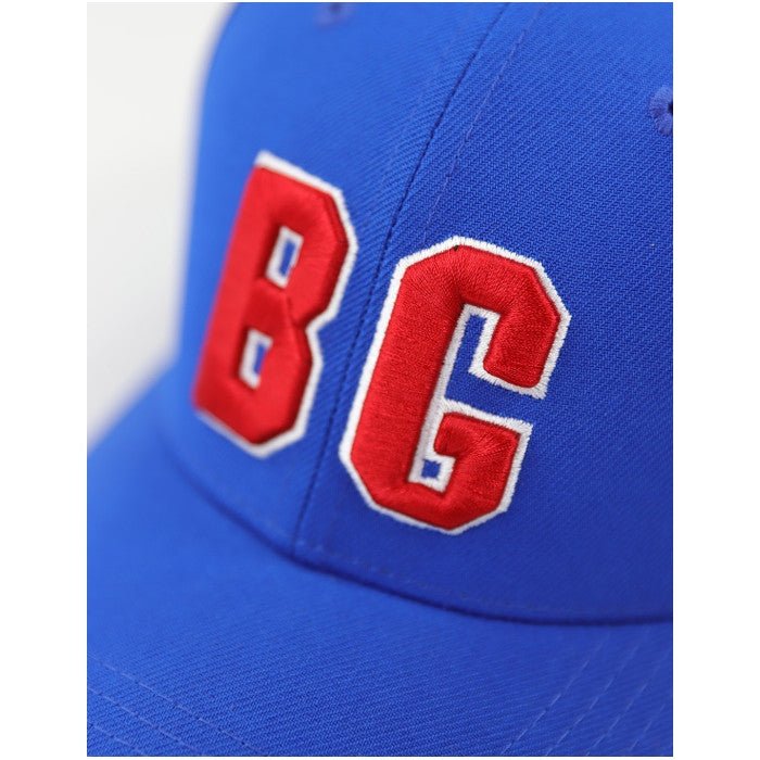 3 of 5: Brooklyn Royal Giants Legacy Baseball Cap (Front Detail) - Blue cap with red 'BC' letters on a white background