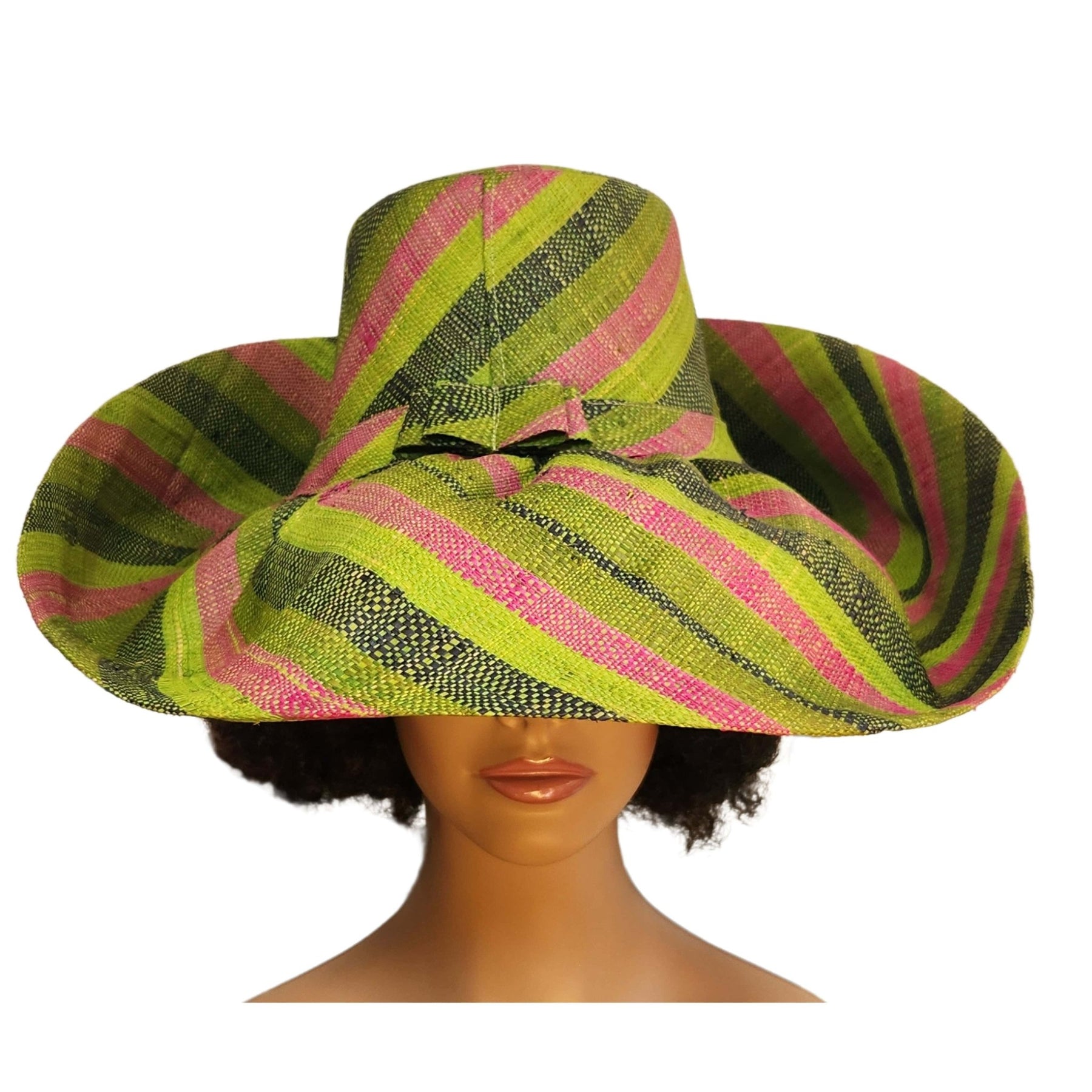 2 of 5: Celeste: Madagsacar Big Brim Raffia Sun Hat (Mannequin, Front 2)