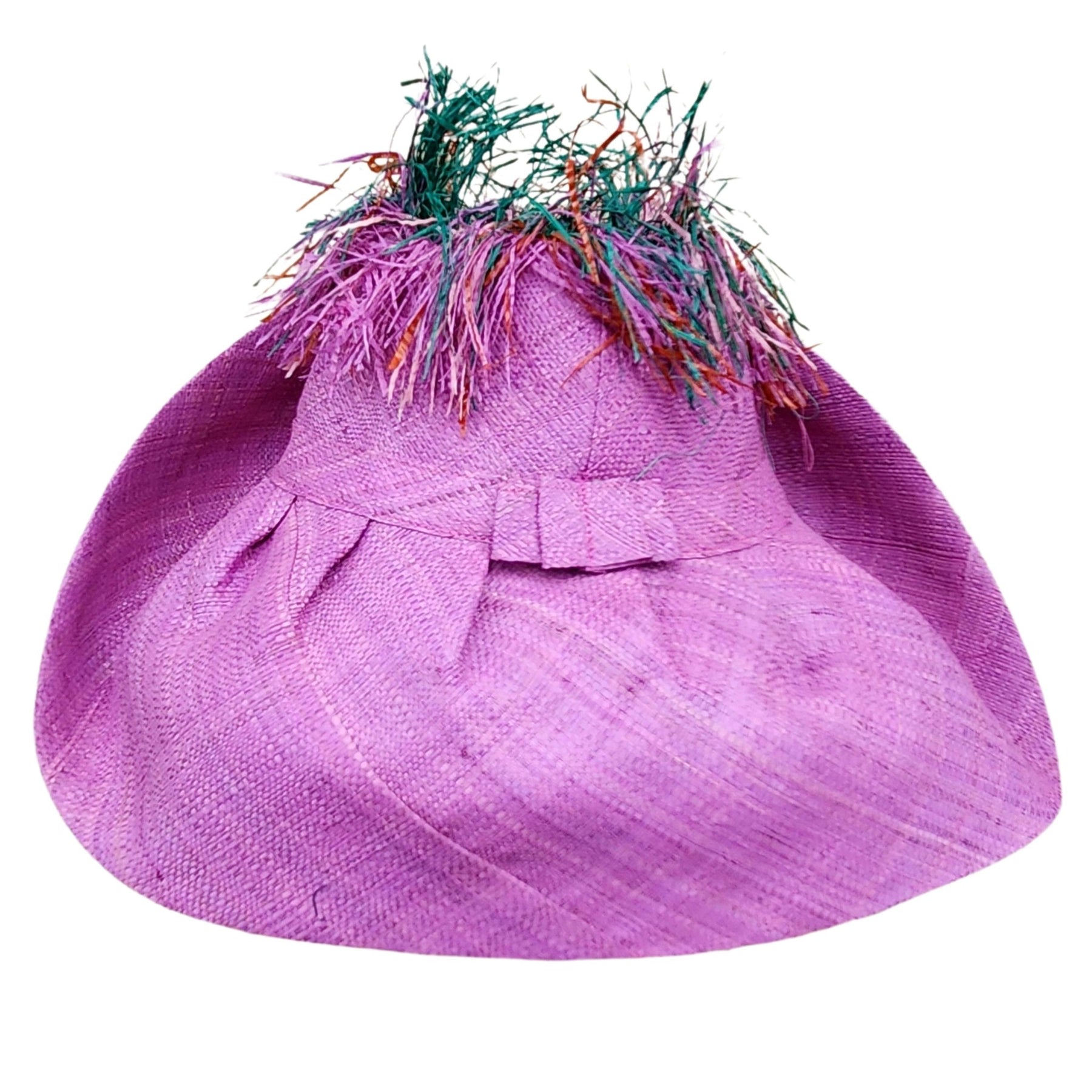 2 of 8: Chéckina: Madagascar Big Brim Crown Out Raffia Sun Hat (Back)