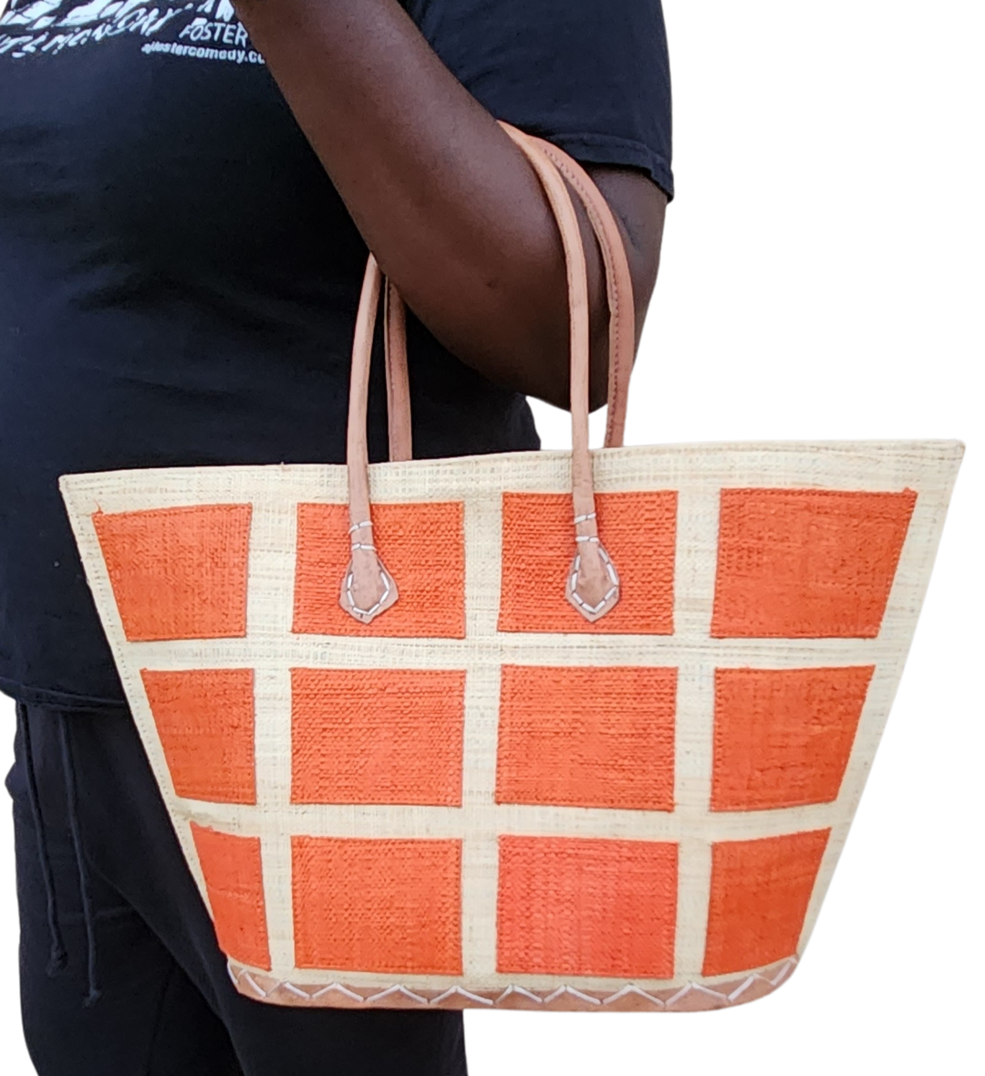 Chevelle: Hand Woven Madagascar Raffia and Leather Tote Bag (Lifestyle 3)