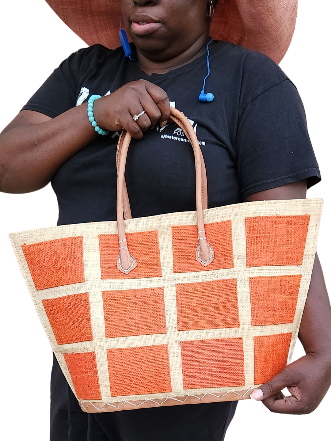 Chevelle: Hand Woven Madagascar Raffia and Leather Tote Bag (Lifestyle 2)