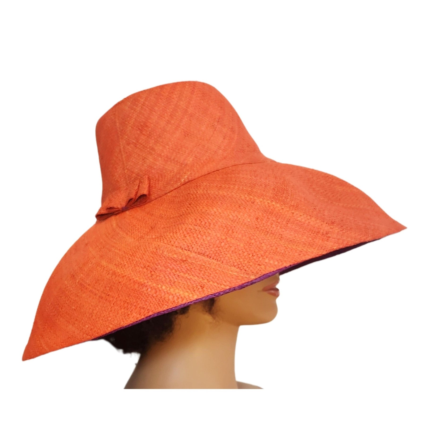 3 of 4: Clemson: Madagsacar Big Brim Raffia Sun Hat (Mannequin, Side, Full Umbrella)