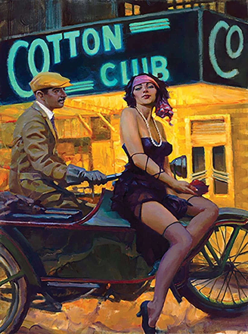 1 of 2: Cotton Club puzzle depicting iconic Harlem jazz venue with vibrant 1920s scene by David Uhl.
