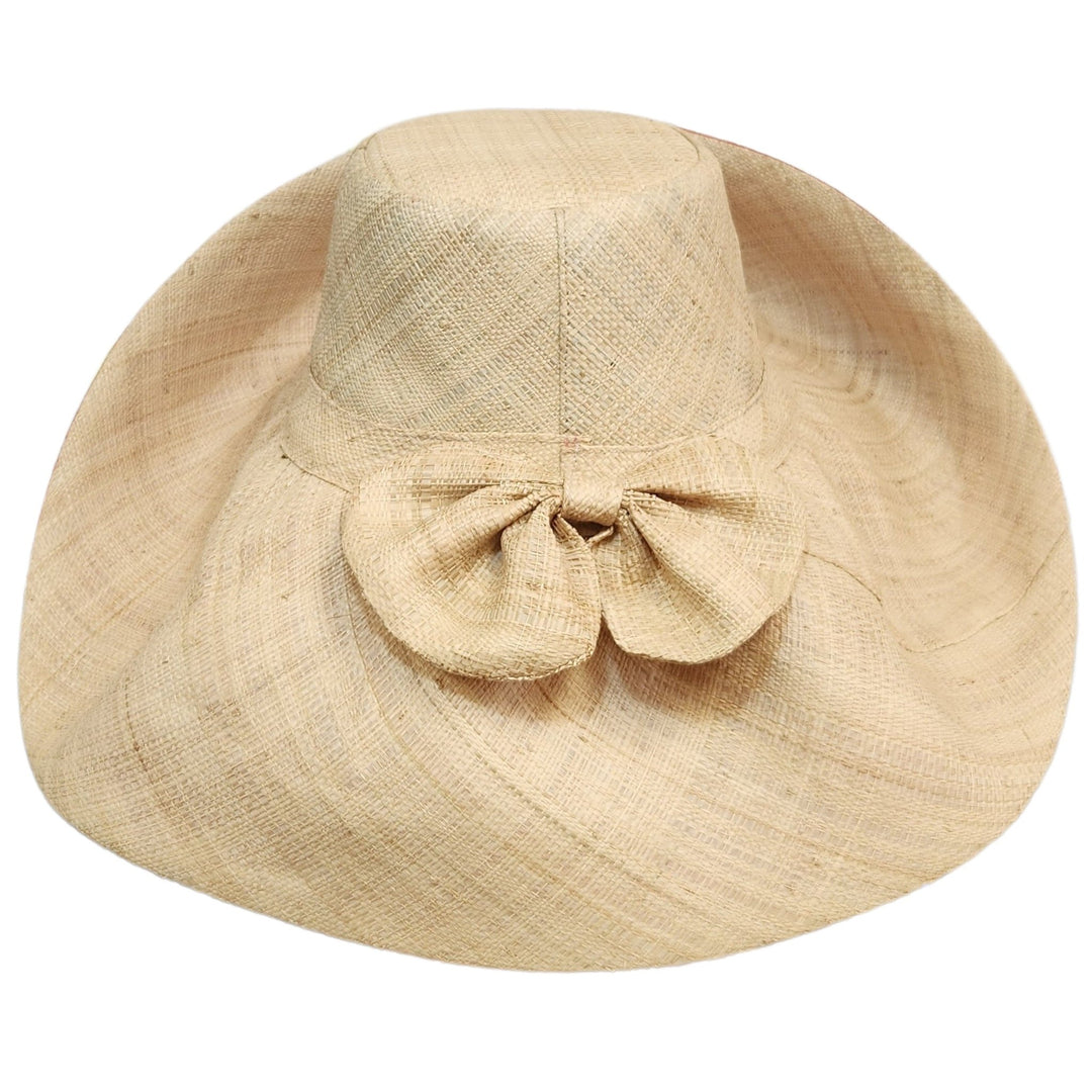 Cristal: Authentic Hand Woven Madagsacar Big Brim Raffia Sun Hat (Rear View)