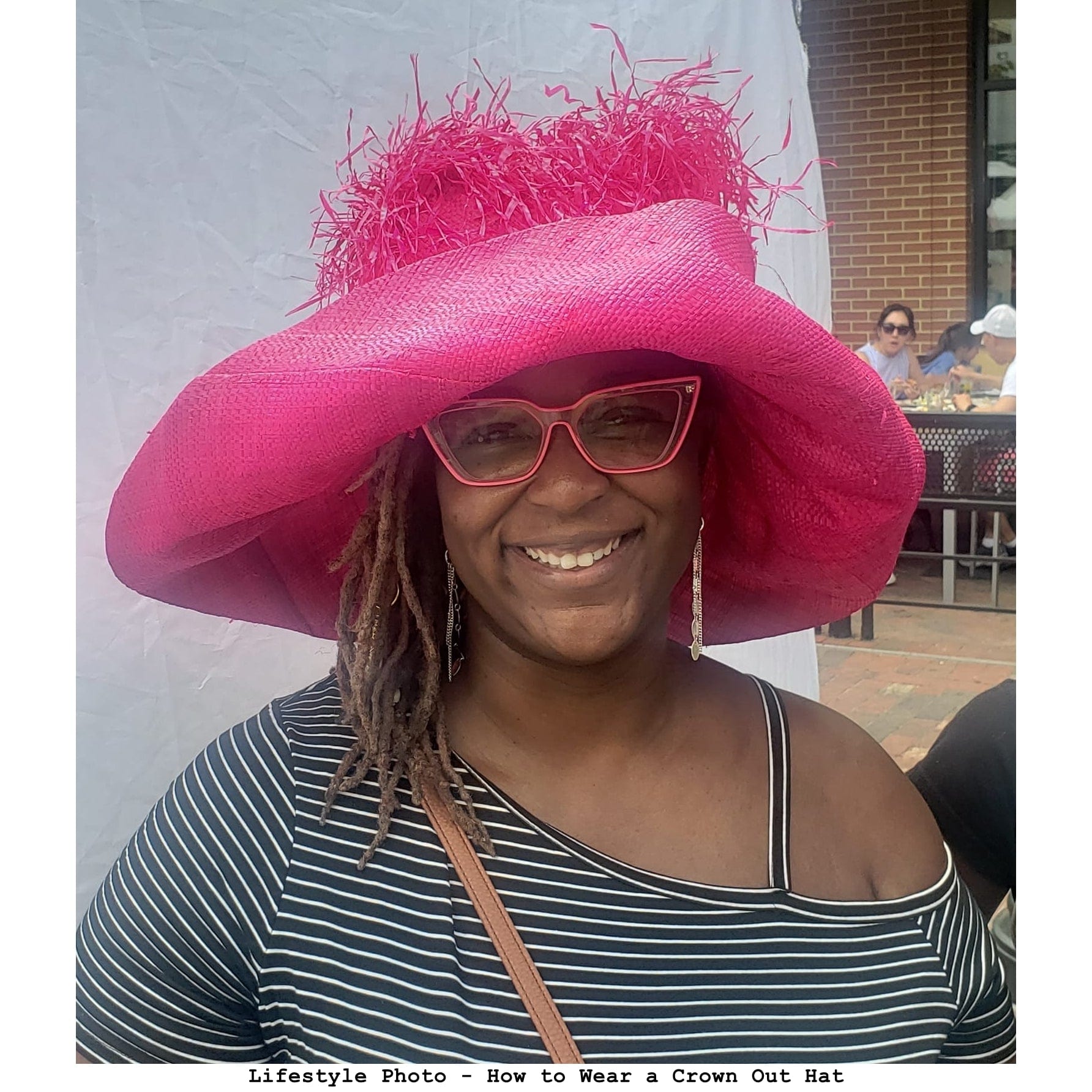 7 of 8: Madagascar Big Brim Crown Out Raffia Sun Hat (Lifestyle Photo 5)