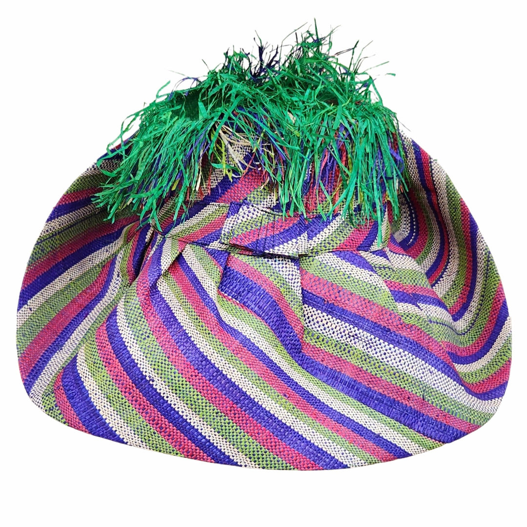 Divine: Madagascar Big Brim Crown Out Raffia Sun Hat (Rear)