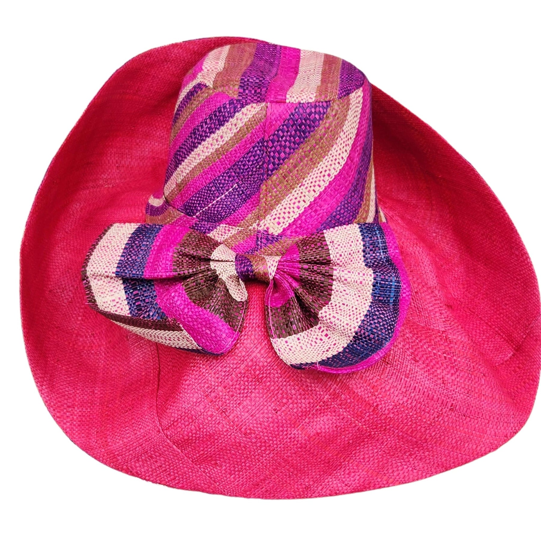 2 of 3: Duduzile: Hand Woven Multicolor Madagascar Big Brim Raffia Sun Hat (Rear)