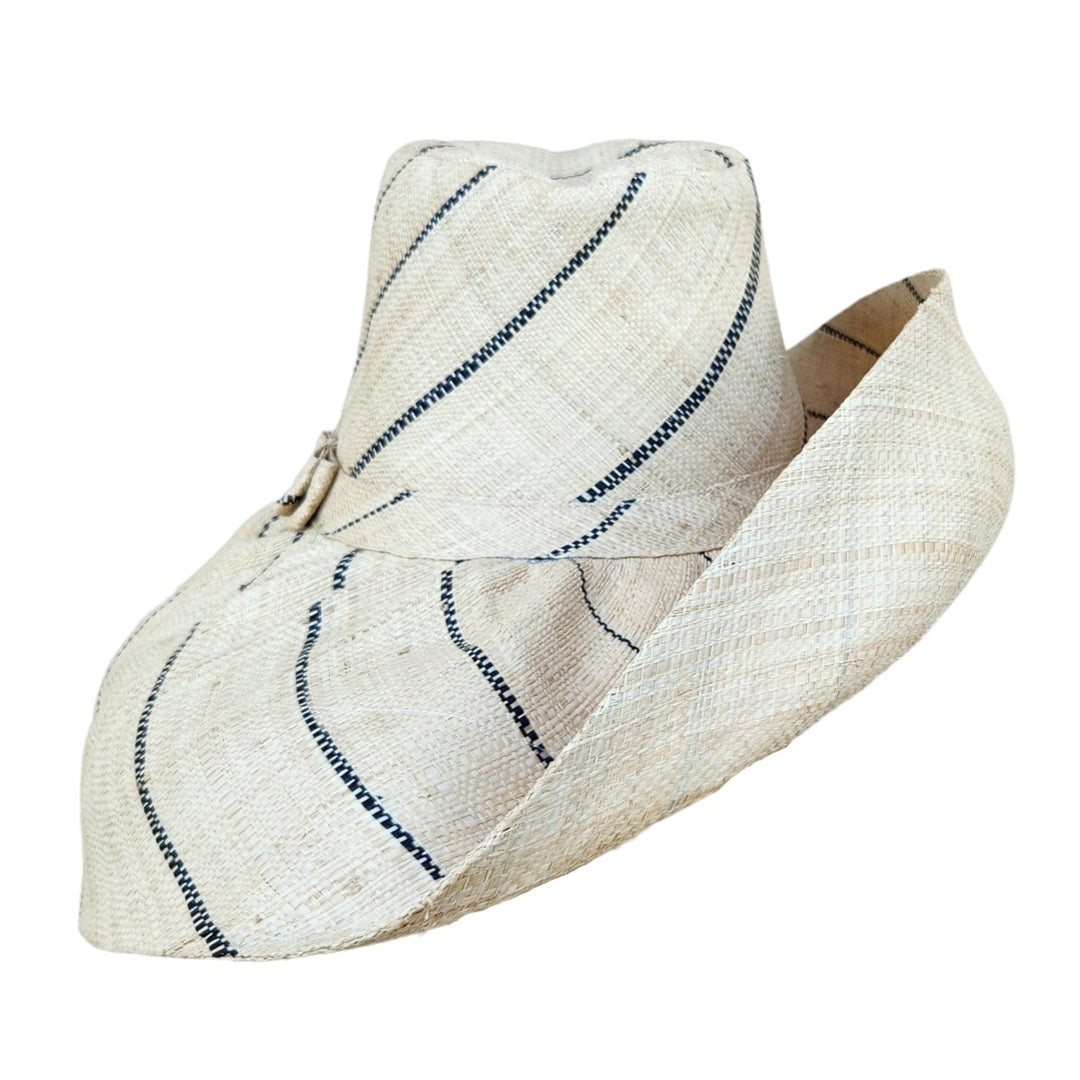 Enyonyam: Hand Made Black & Natural Madagascar Big Brim Raffia Sun Hat