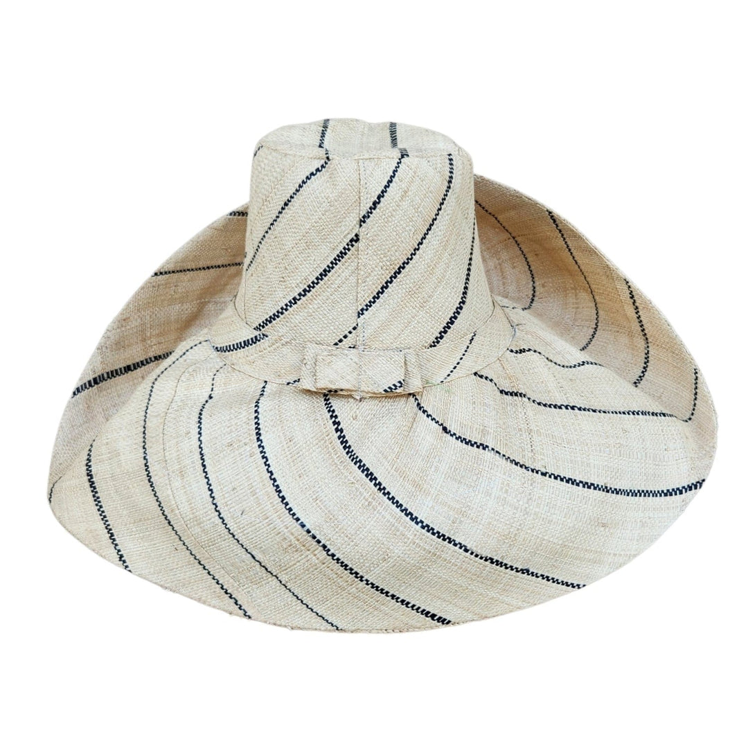 Enyonyam: Hand Made Black & Natural Madagascar Big Brim Raffia Sun Hat