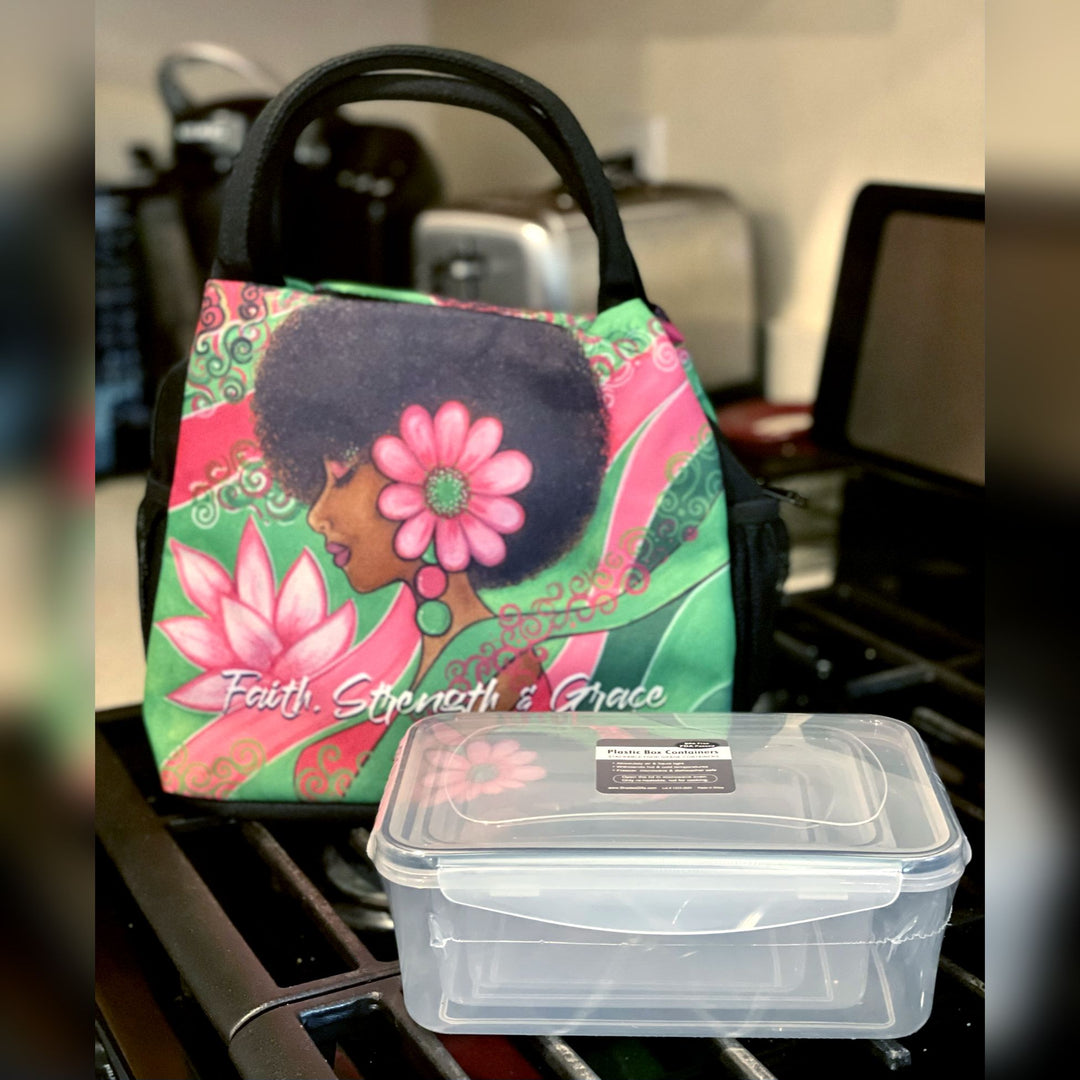 Faith, Strength and Grace Insulated Lunch Bag Set with Food Containers