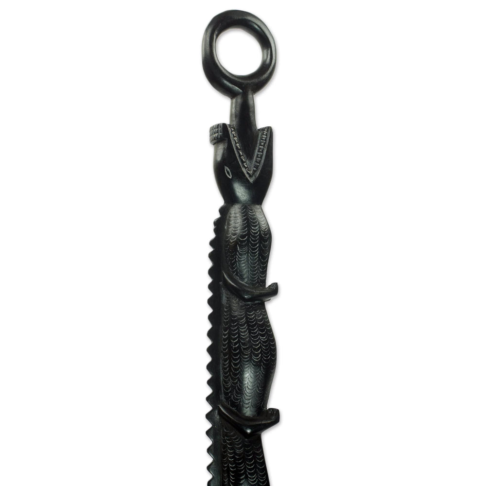Fierce Denkyem: Authentic African Walking Stick/Cane by Eva Amakye (Detail)