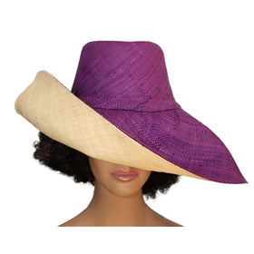 Frances: Hand Woven Multicolor Madagascar Big Brim Raffia Sun Hat (Mannequin, Front)
