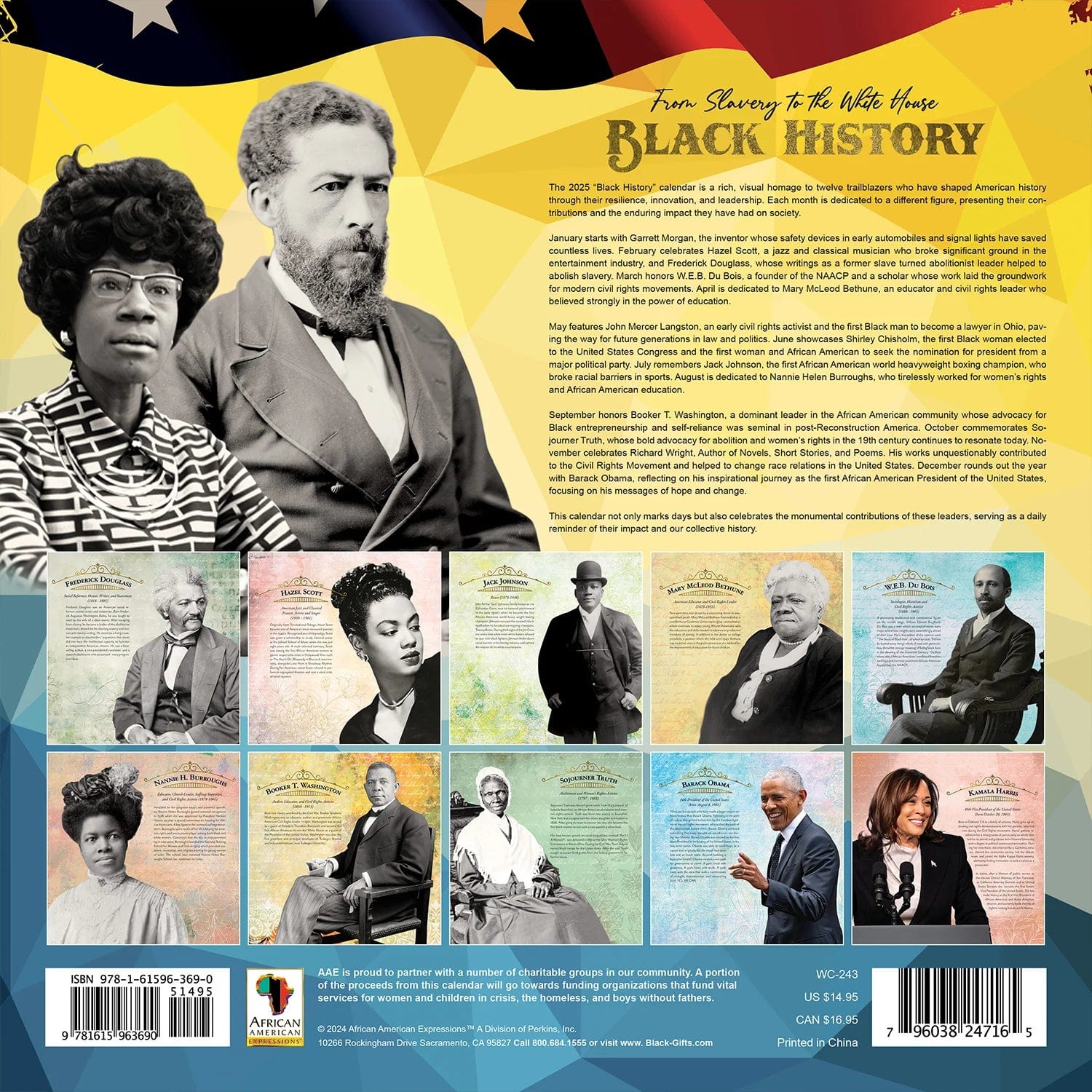 2 of 4: From Slavery to the White House: 2025 Black History Wall Calendar (Rear)