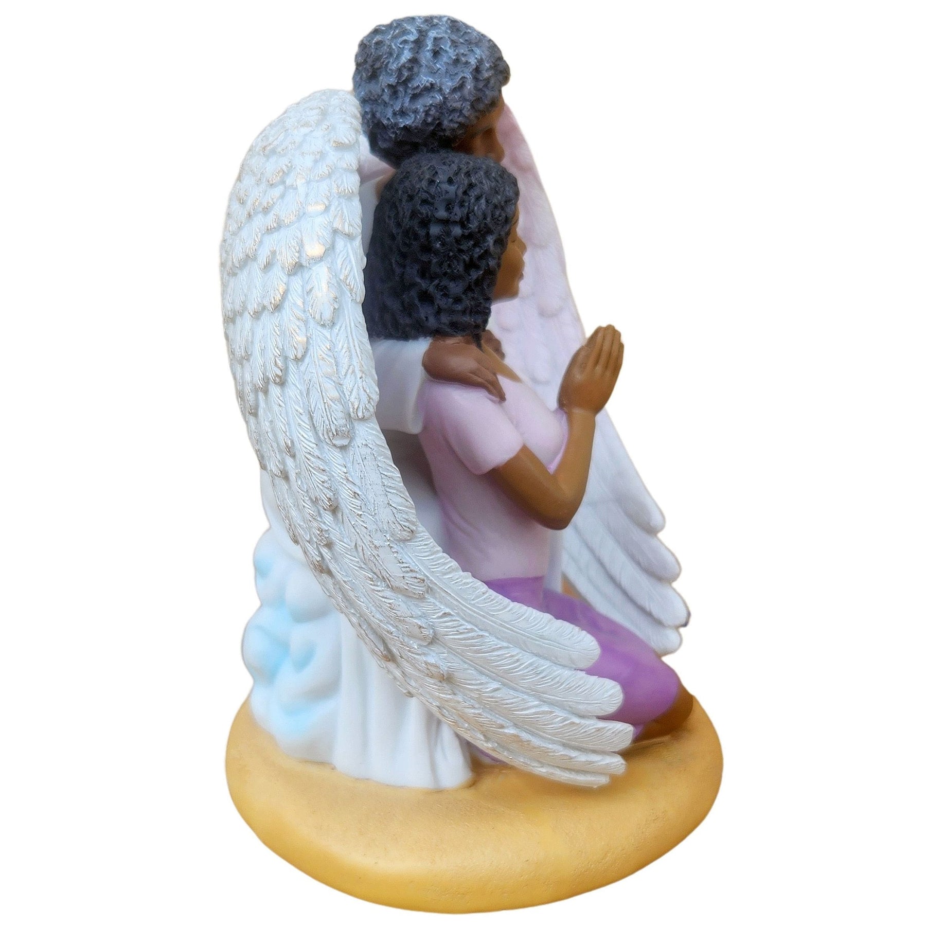 3 of 5: African American Guardian Angel with Praying Woman Figurine (Side)