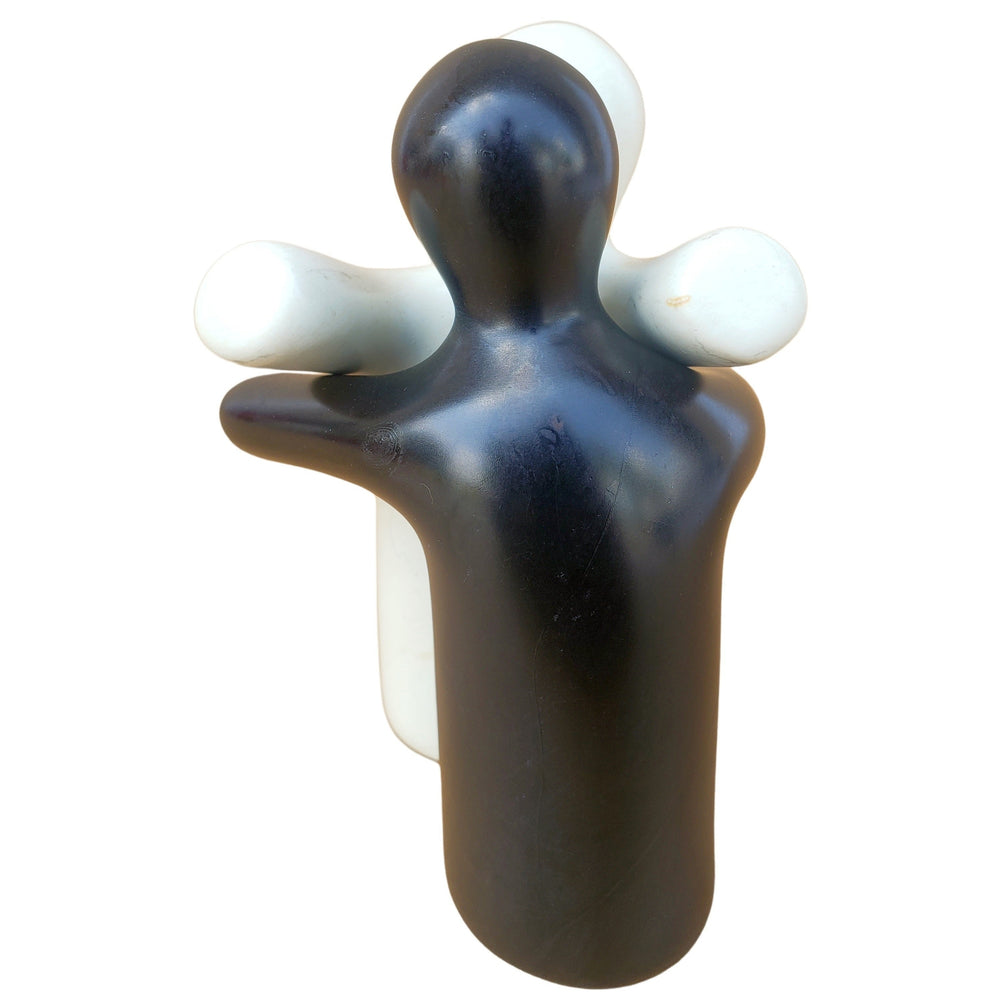 Helping Hugs: Be Kind to One Another Soapstone Sculpture/Figurine (White and Black)
