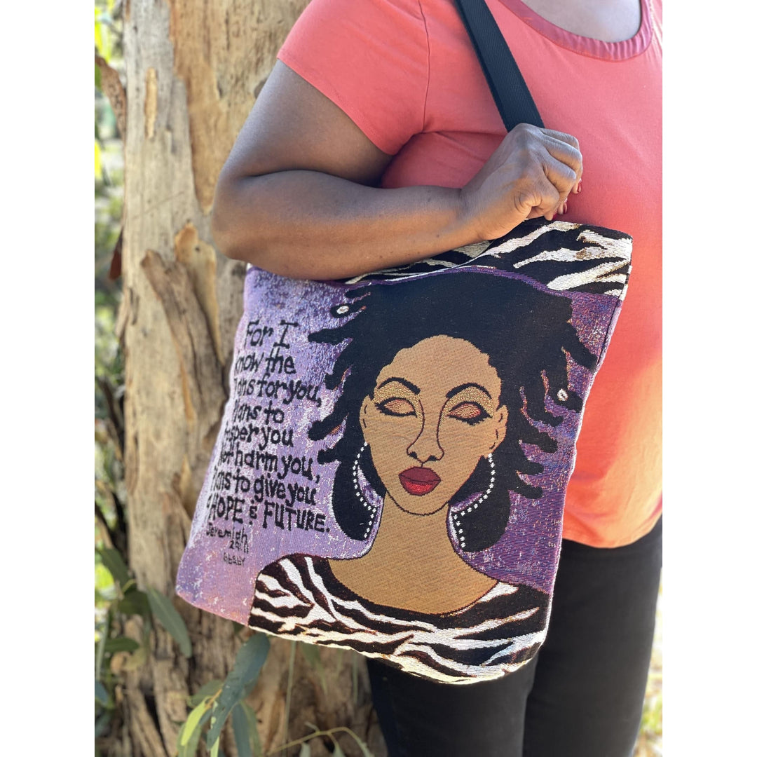 Hope and Future: African American Woven Tote Bag by GBaby (Lifestyle 2)