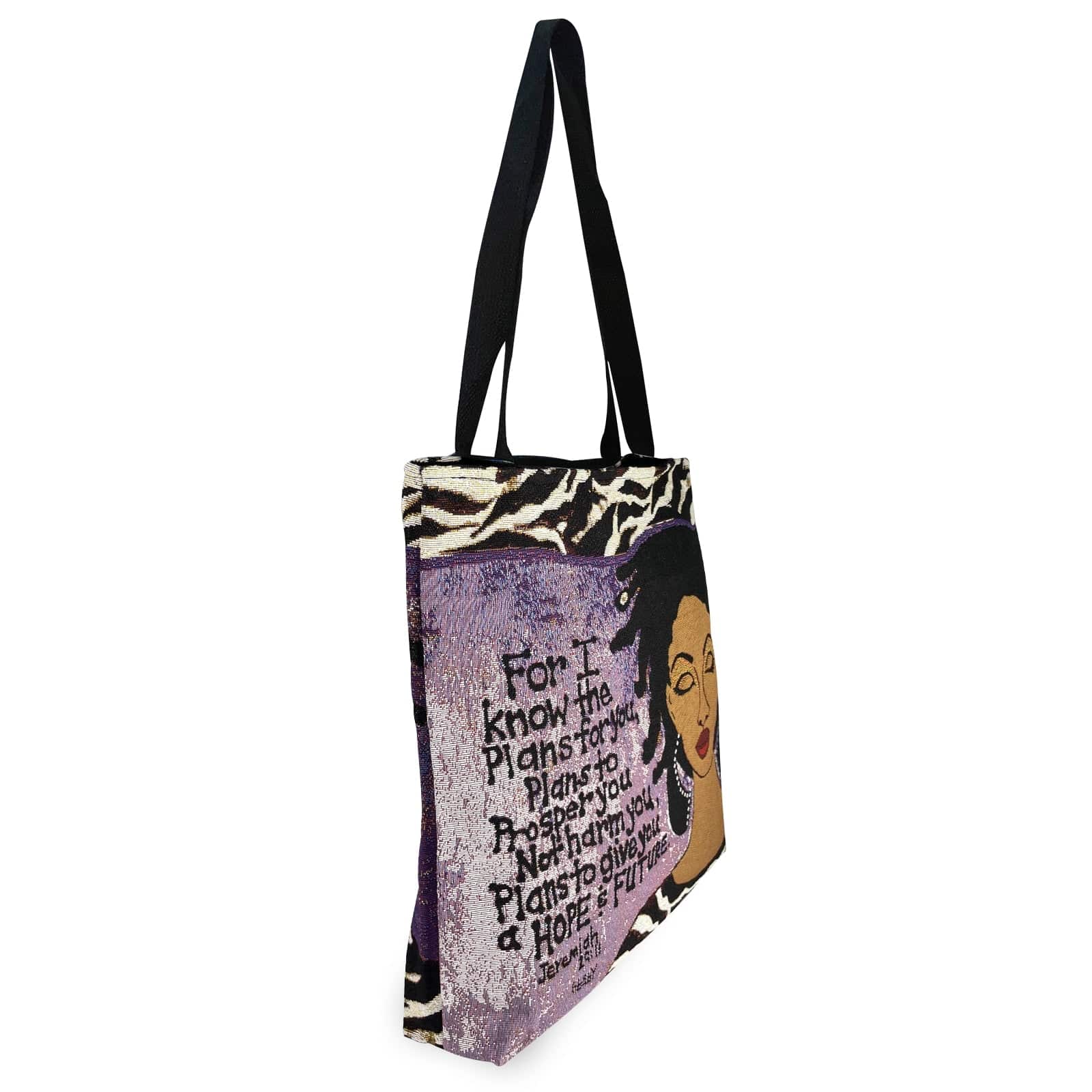 2 of 10: Hope and Future: African American Woven Tote Bag by GBaby (Side)