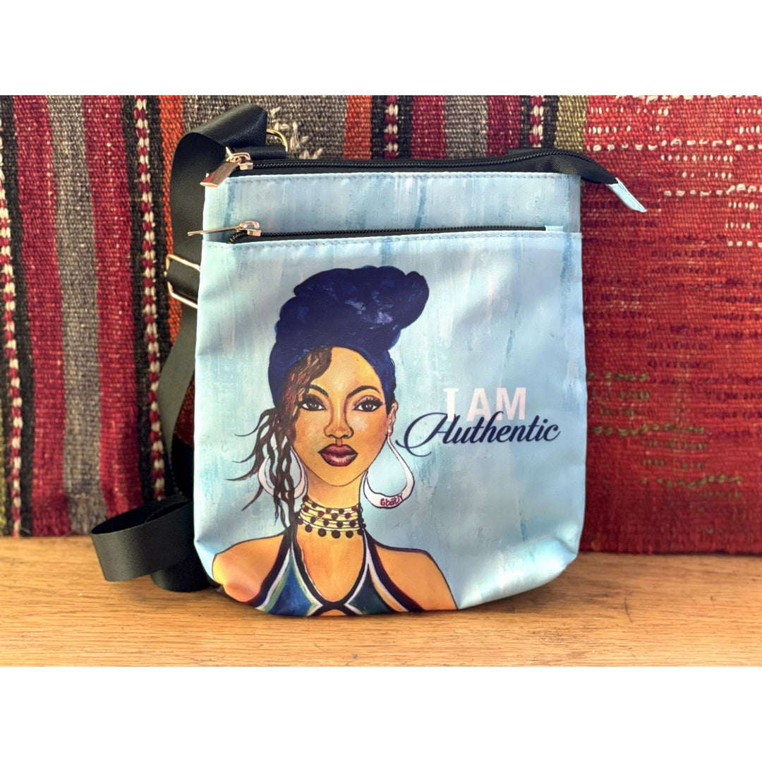 I am Authentic by Sylvia "Gbaby" Cohen: African American Crossbody Travel Purse (Lifestyle 2)