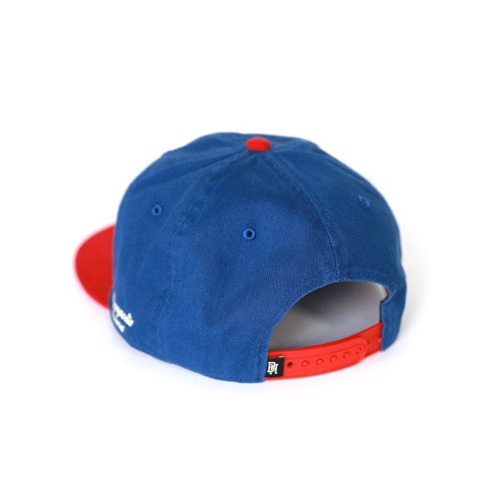 Indianapolis Clowns Heritage Cotton Snapback Baseball Cap - Blue and red cap on a white background (Back)