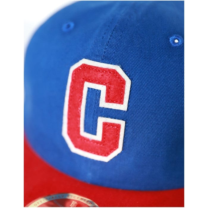 Indianapolis Clowns Heritage Cotton Snapback Baseball Cap - Blue and red cap with a large white letter 'C' on a white background (Front Detail)