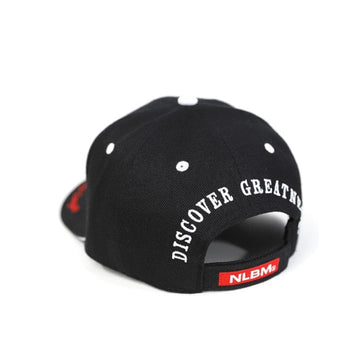 Indianapolis Clowns Legends Baseball Cap - Black cap with 'DISCOVER GREATNESS' text and NIBM logo on a white background (Back)