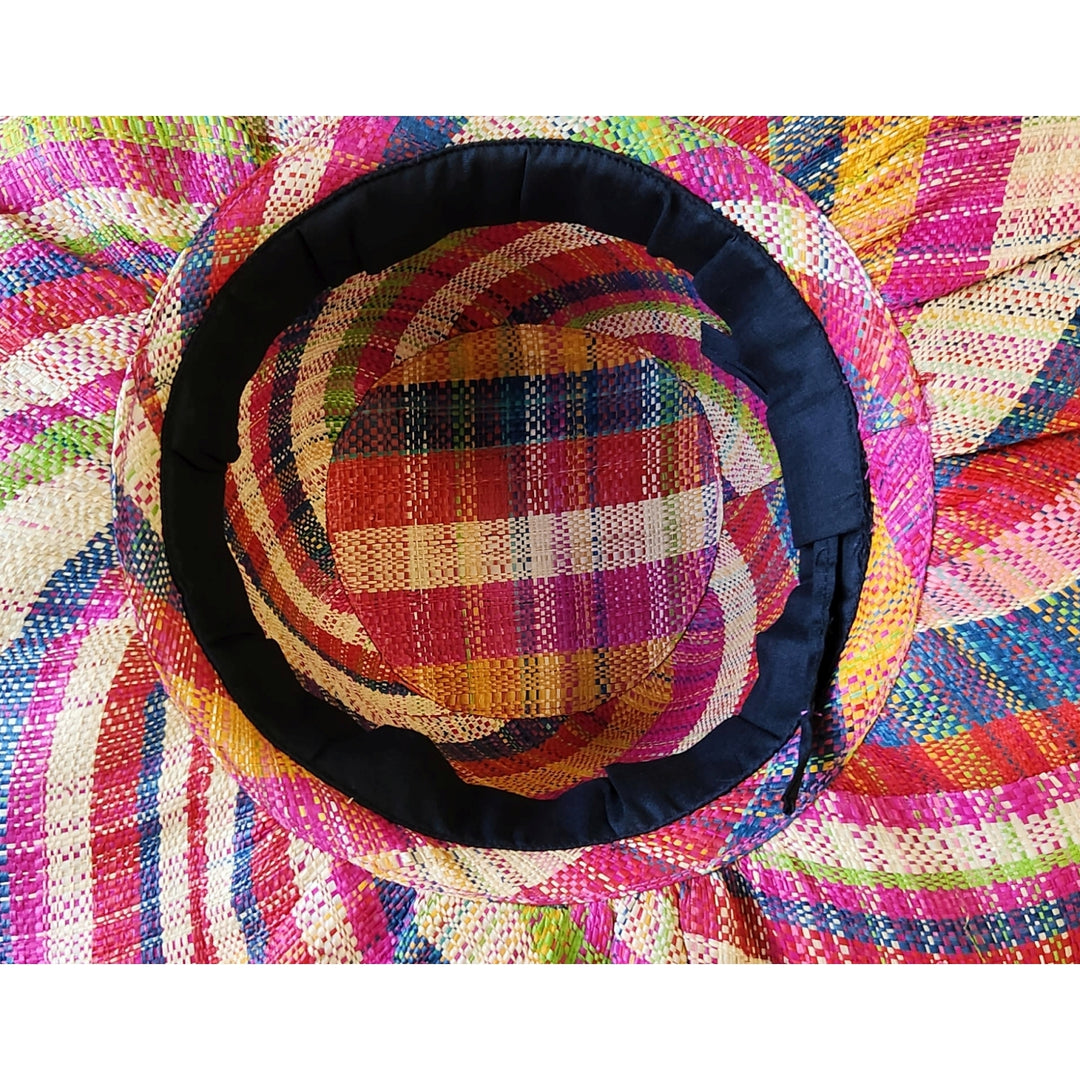 Jevaun: Authentic Hand Woven Multicolor Madagascar Big Brim Raffia Sun Hat