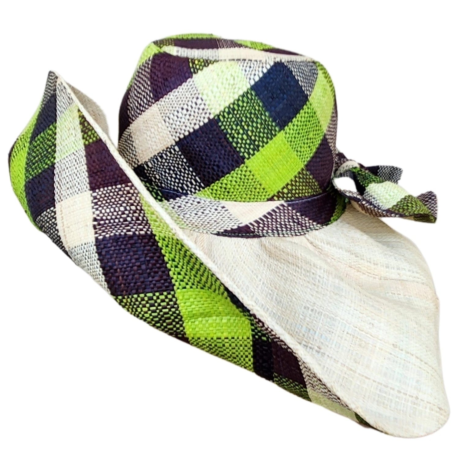 1 of 3: Kaleisha: Authentic Hand Woven Multicolor Madagascar Big Brim Raffia Sun Hat